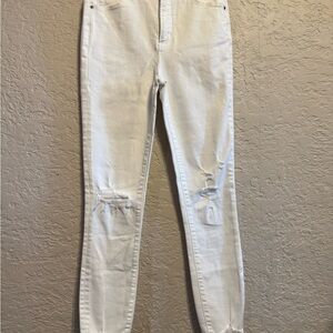 Abercrombie & Fitch White Distressed Skinny Jeans
